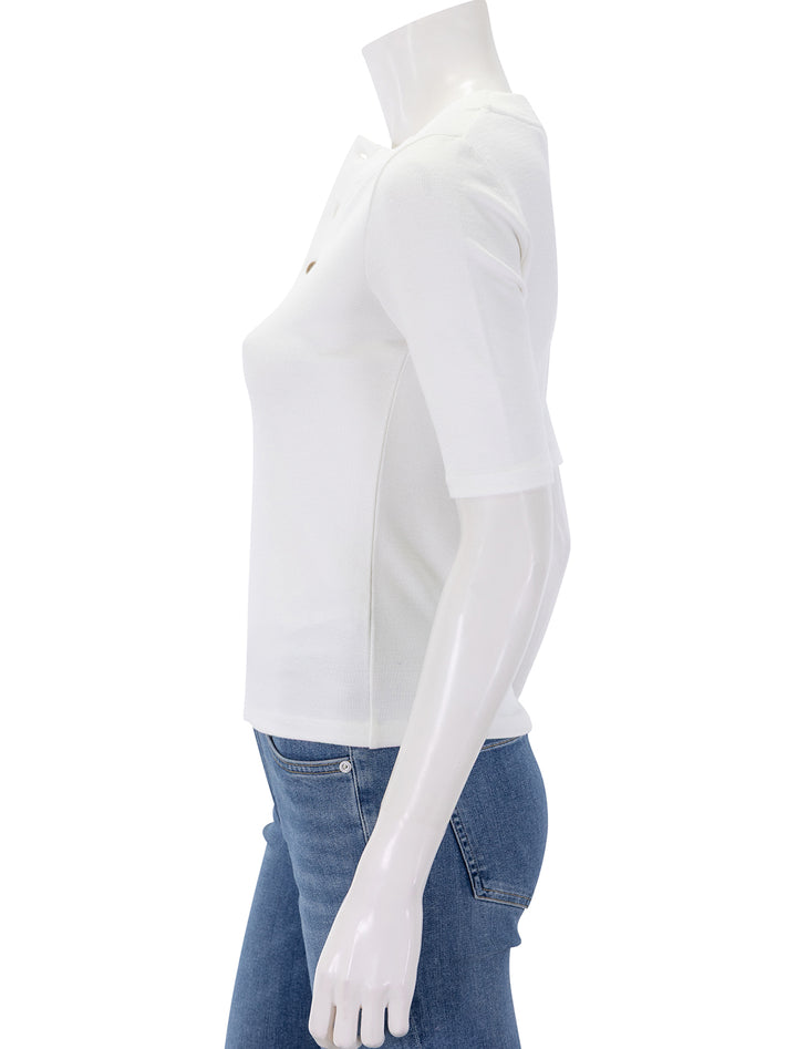 elbow sleeve henley in off white