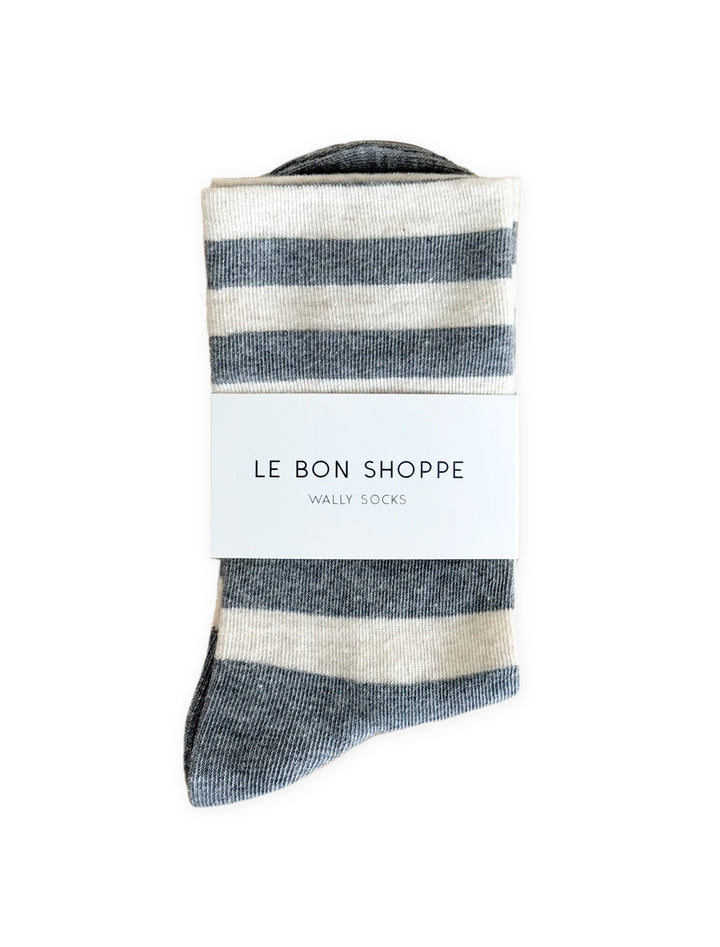 wally socks in wide grey stripe