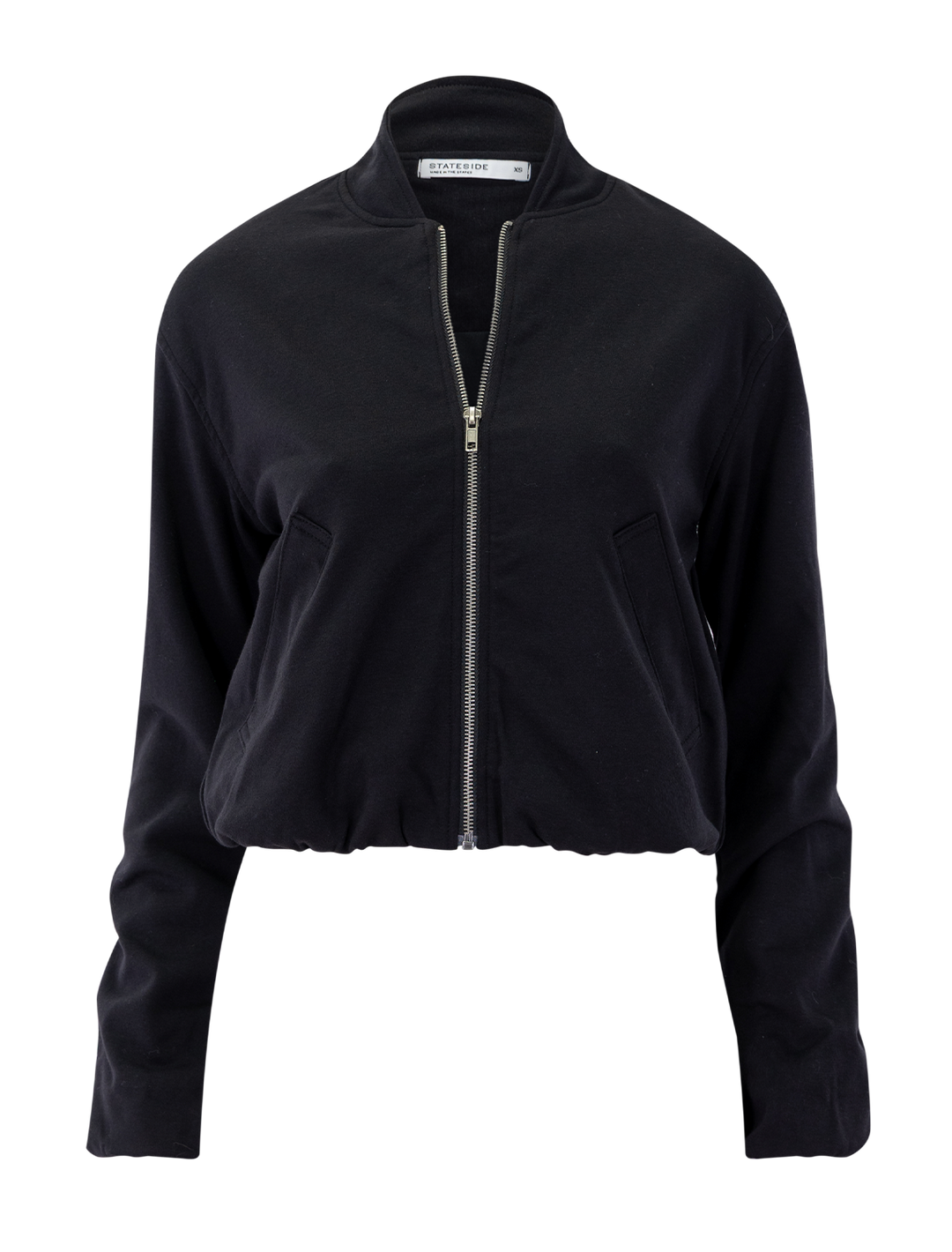 luxe ponte bomber jacket in black