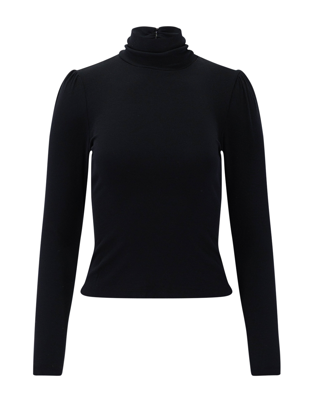 fine rib turtleneck in black