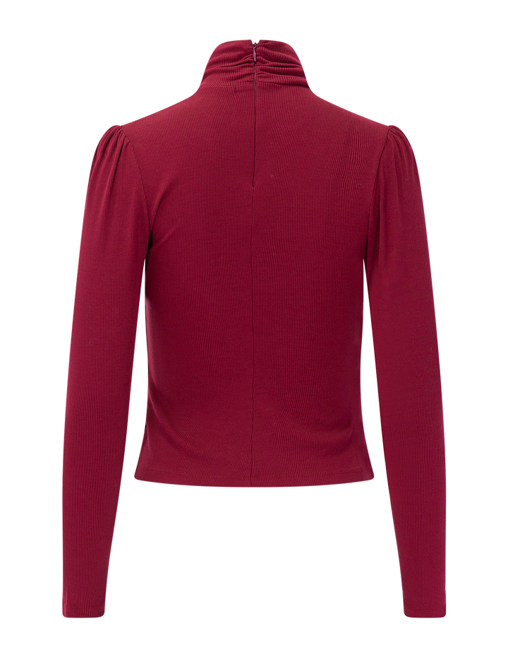 fine rib turtleneck in ruby