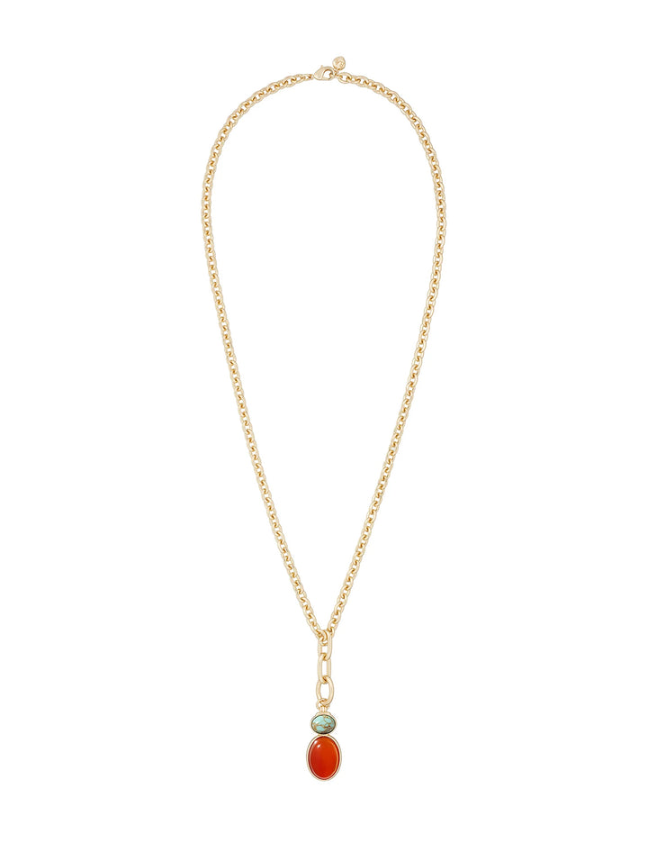 semi precious stone necklace in  turquoise and carnelian