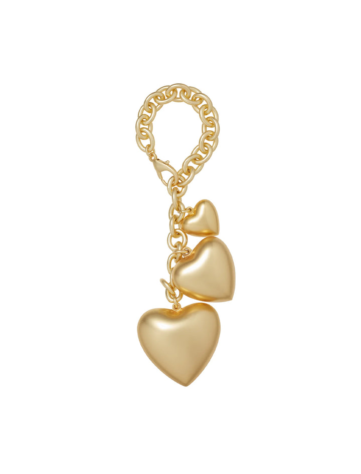 puffy heart bag charm in gold