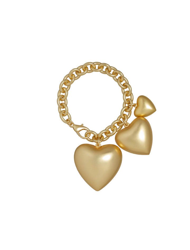 puffy heart bag charm in gold