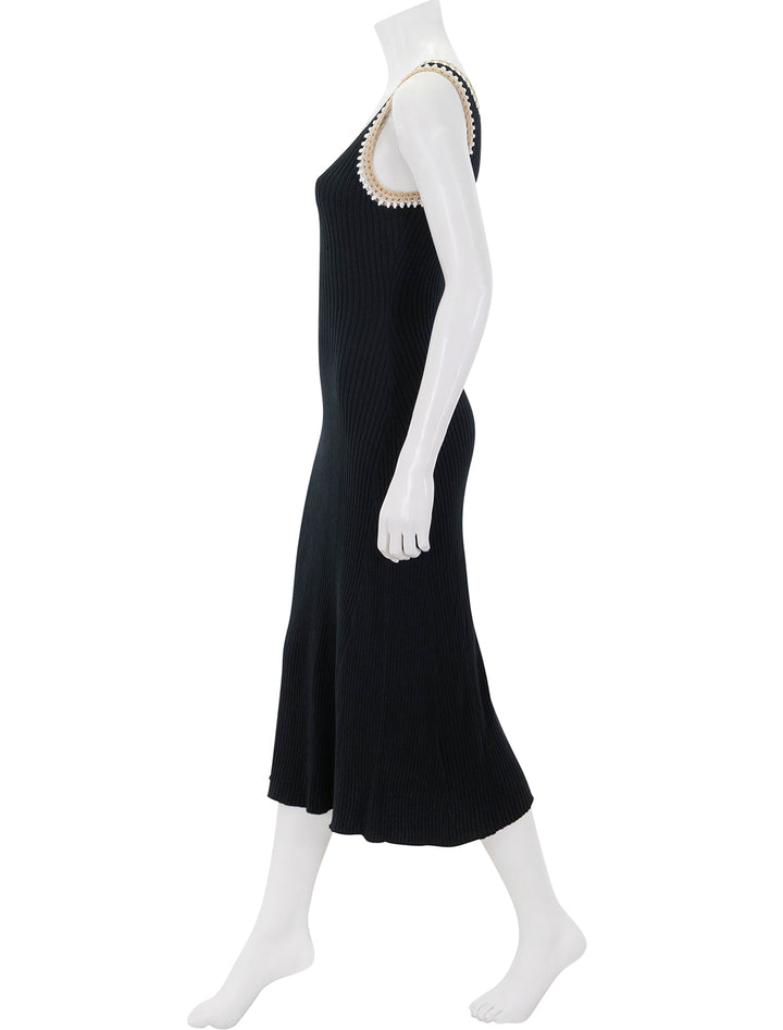 side view of colleen dress in black