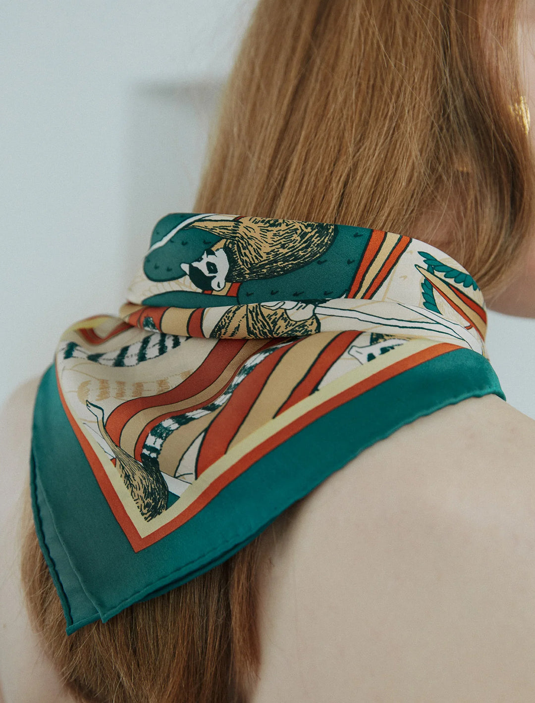 madagascar silk bandana in teal cactus