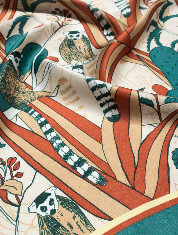 madagascar silk bandana in teal cactus