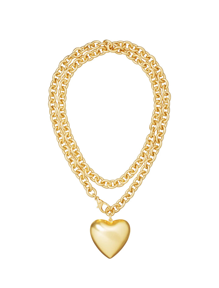 the puffy heart necklace in gold