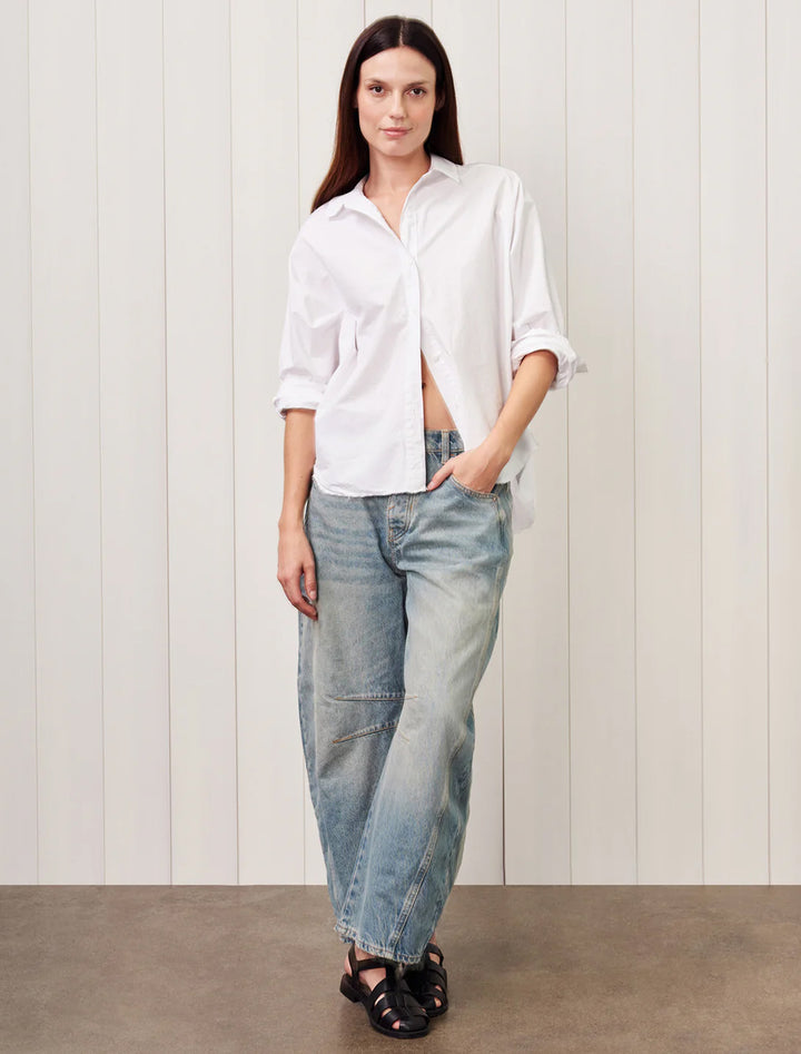fine poplin dolman shirt in white
