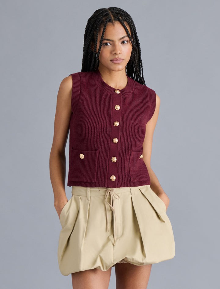 aliya sweater vest in wine