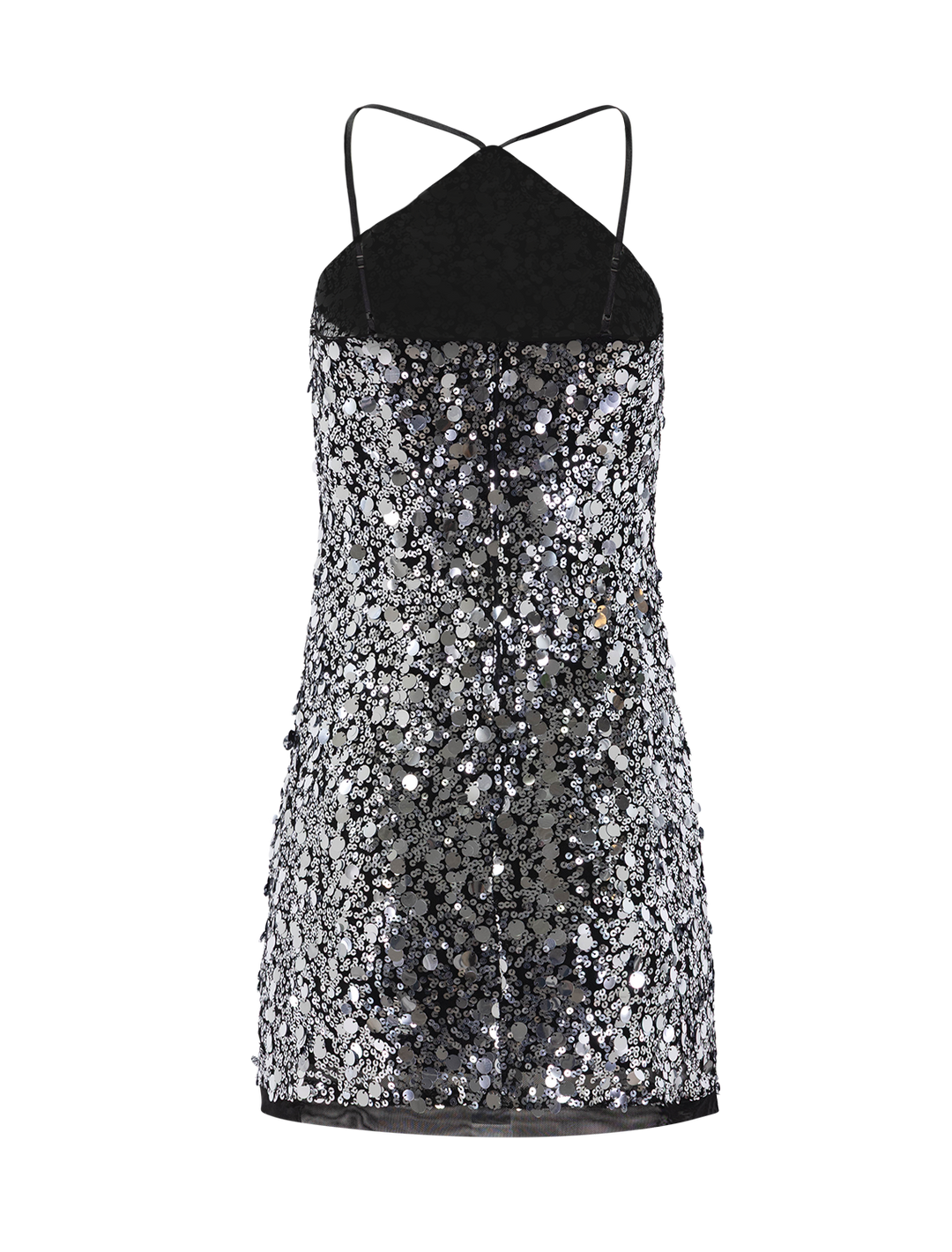 lorenna sequin halter dress in silver