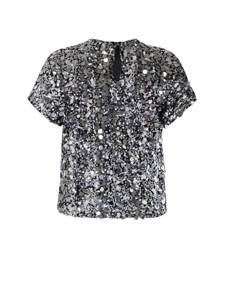 cressa top in silver sequins