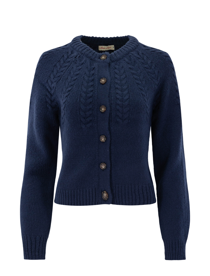 everly cable cardigan in true navy