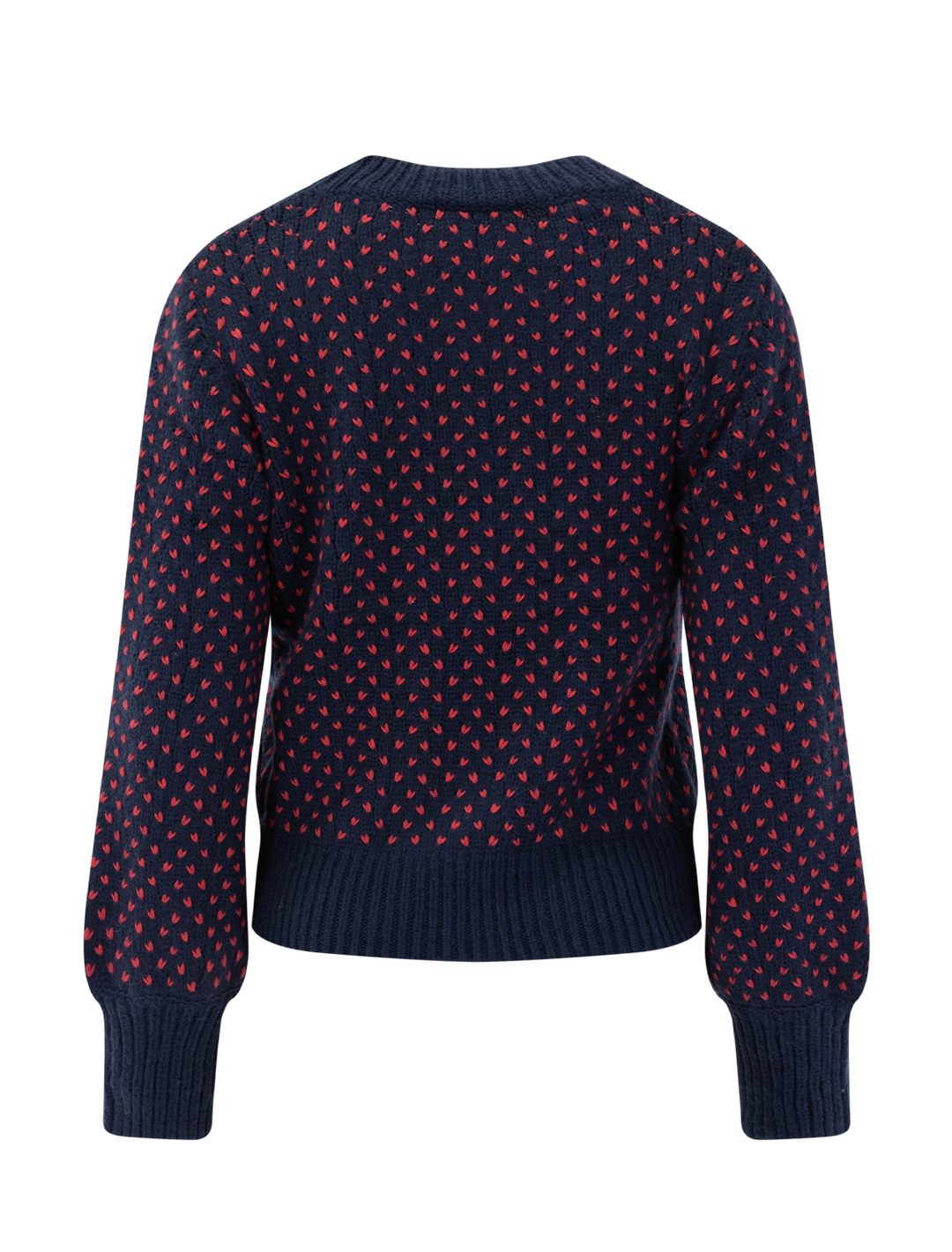 alma crewneck sweater in navy and red
