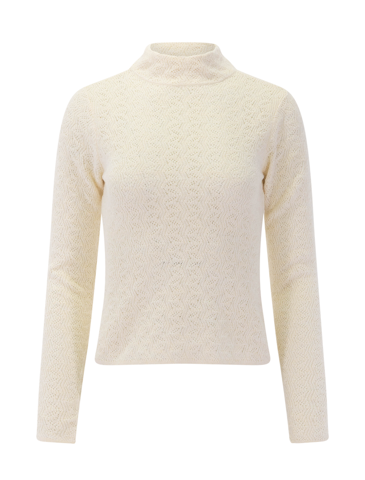 mock neck fine gauge sweater in oat
