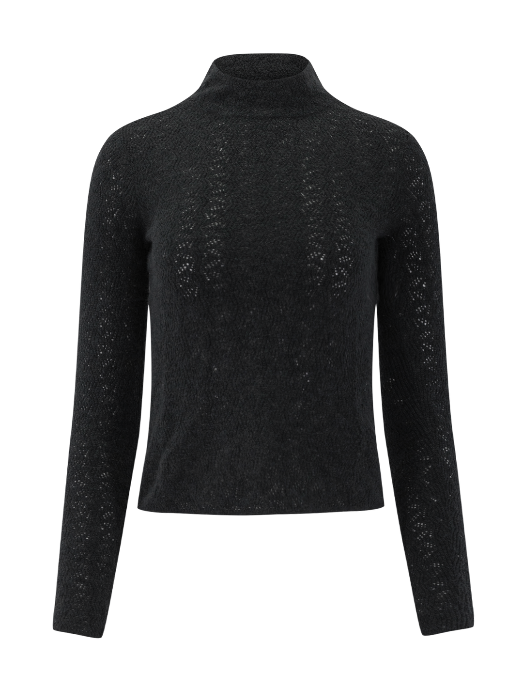 mock neck fine gauge sweater in black