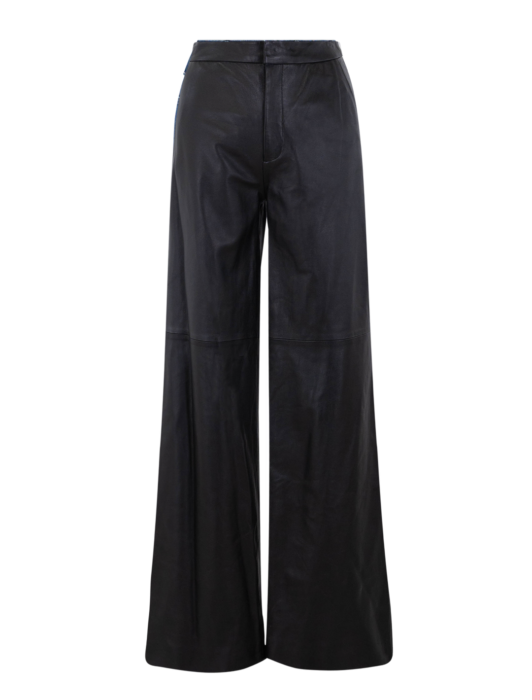 livvy black leather straight leg trouser