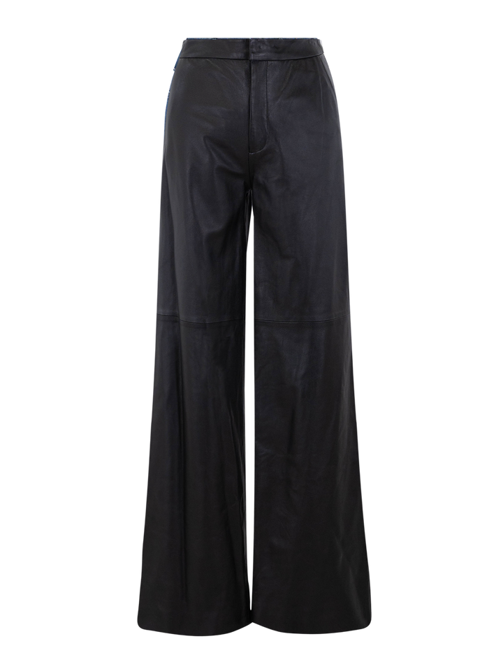 livvy black leather straight leg trouser