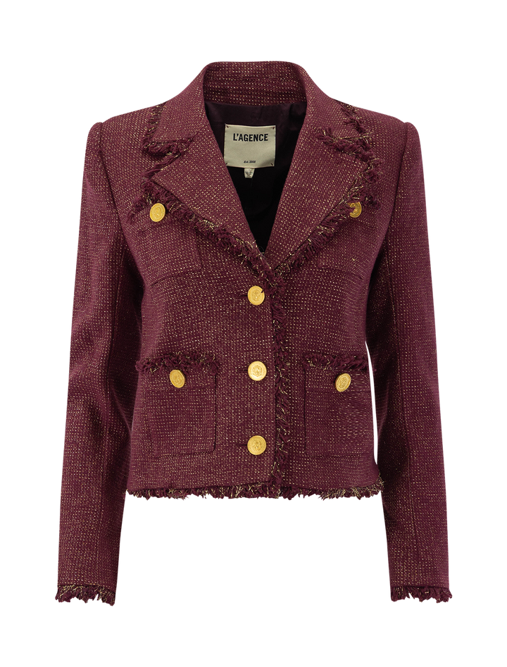 sylvia collared jacket in malbec