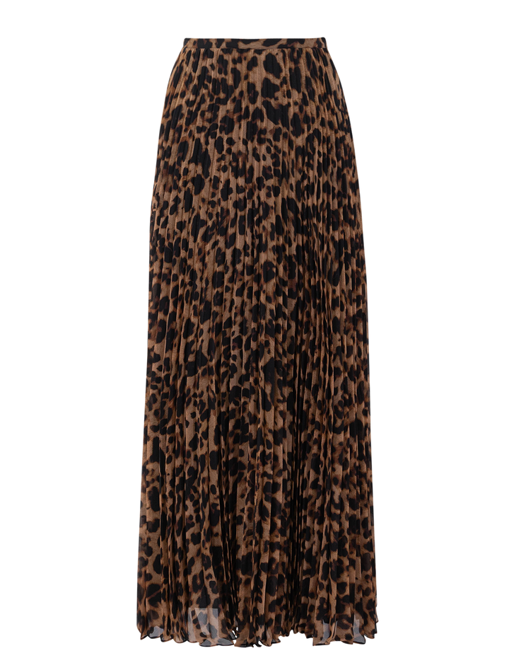 torin pleated maxi skirt brown leopard