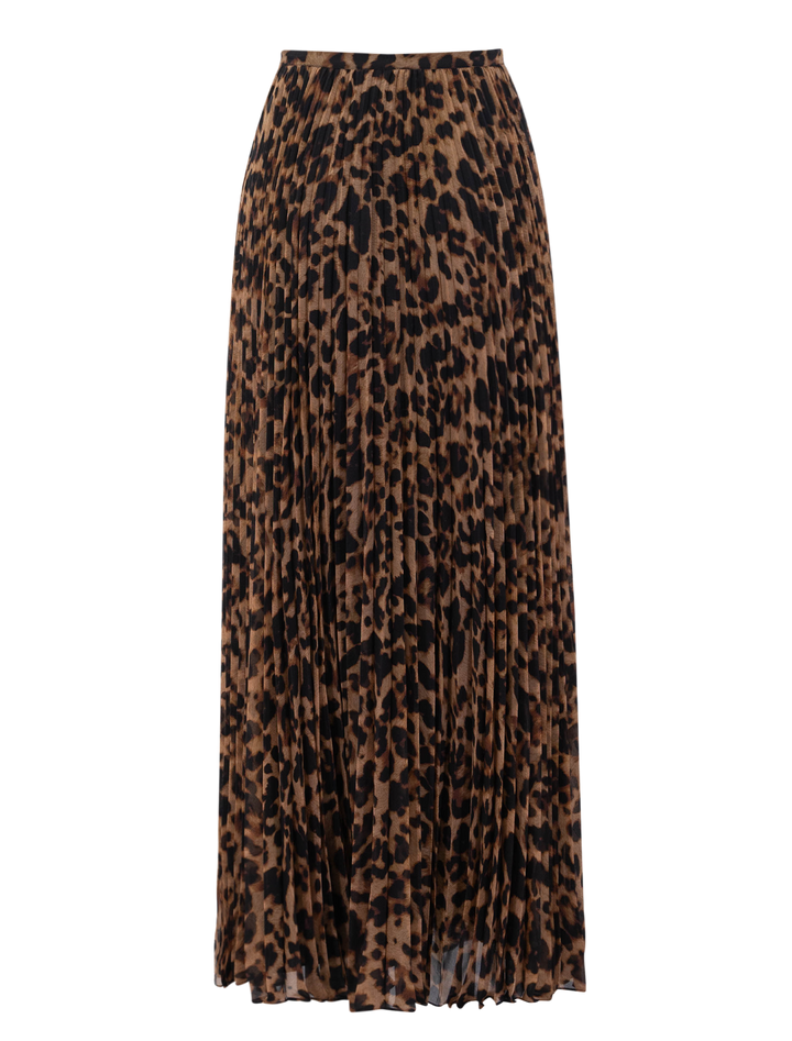 torin pleated maxi skirt brown leopard