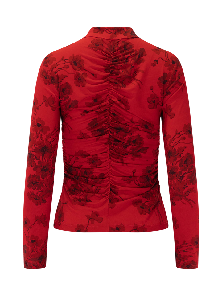 cornelia print long sleeve top in red