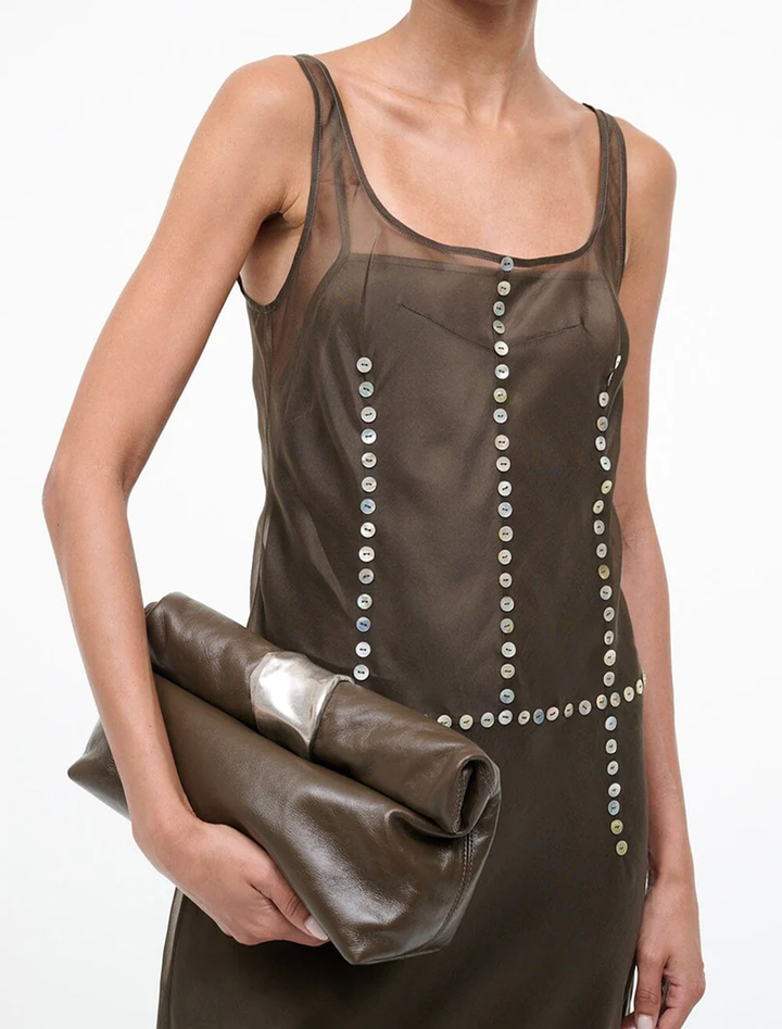 cuff clutch in truffle