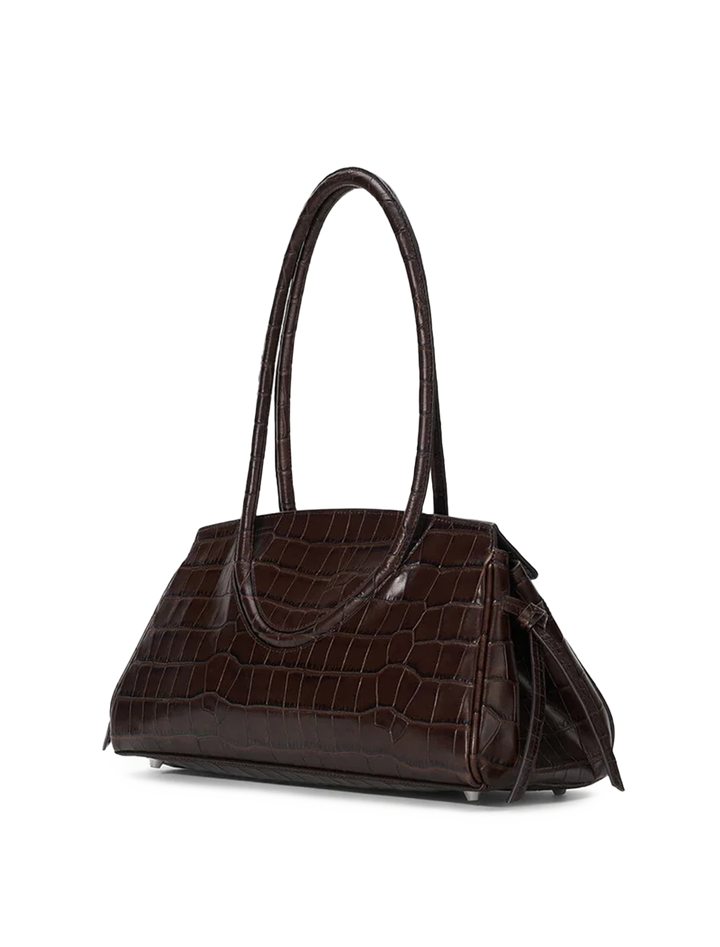 maude shoulder bag in espresso croc