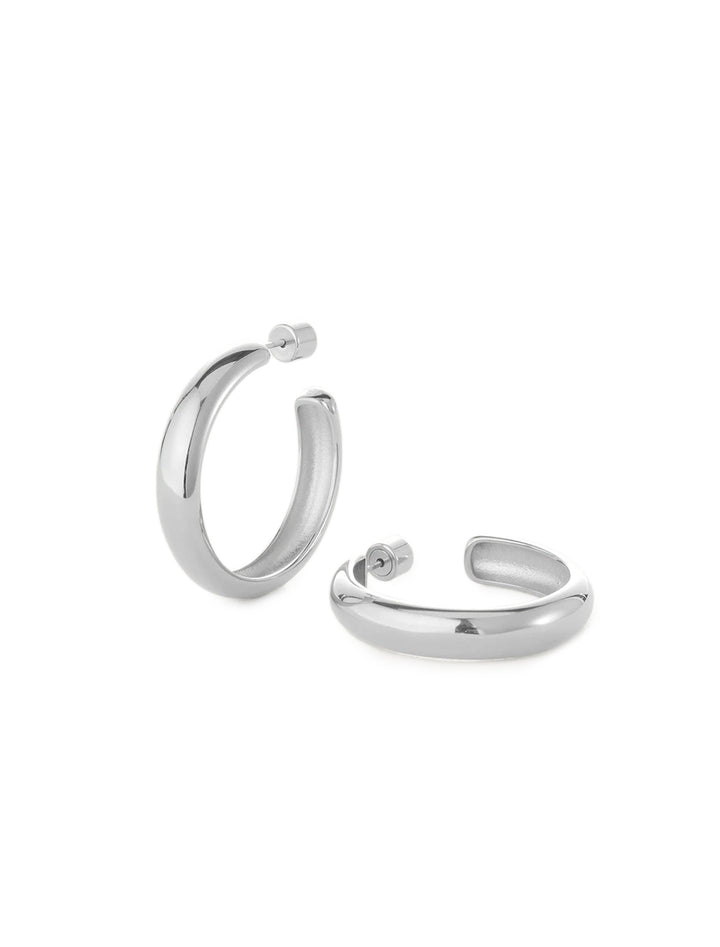 large staple hoops in silver