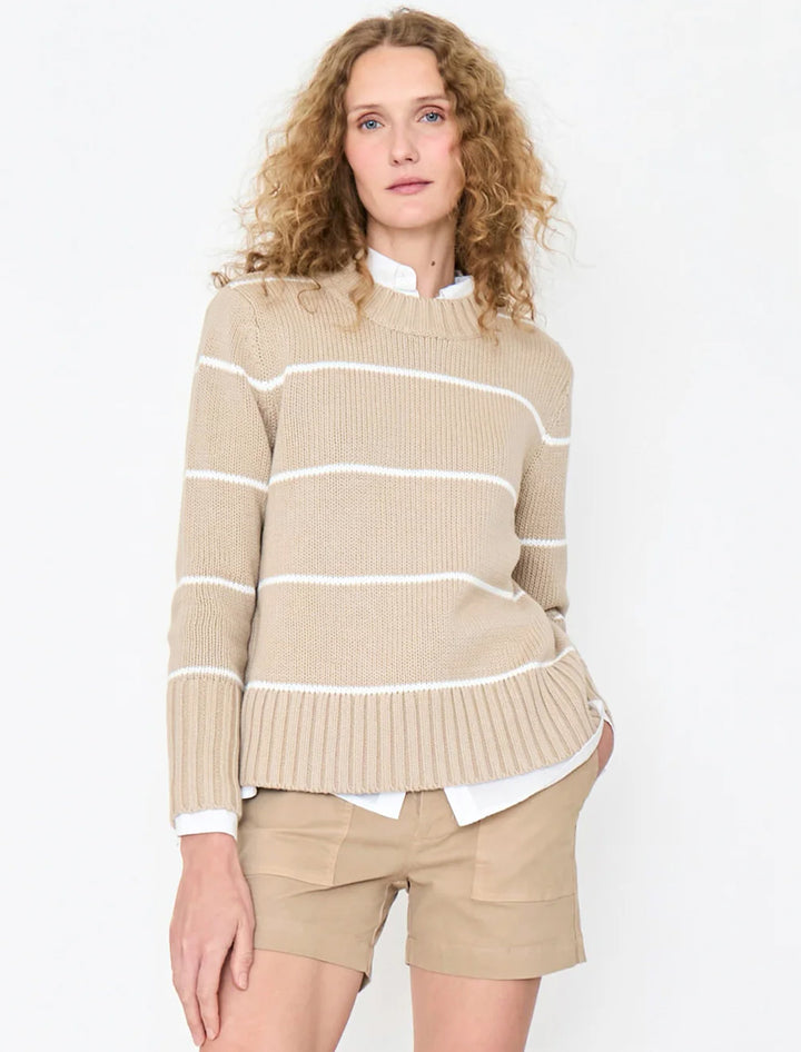 the tatum in sand and white ministripe