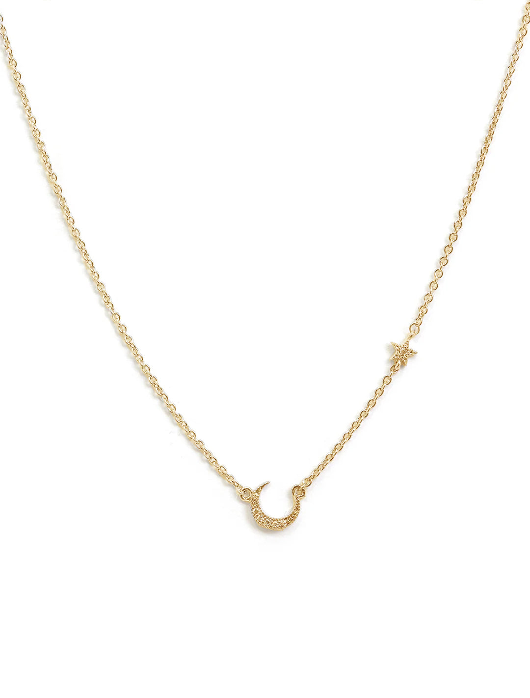 moon and star gold necklace