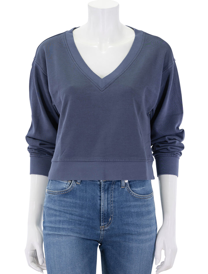 cloud 9 terry v-neck sweatshirt in faded indigo