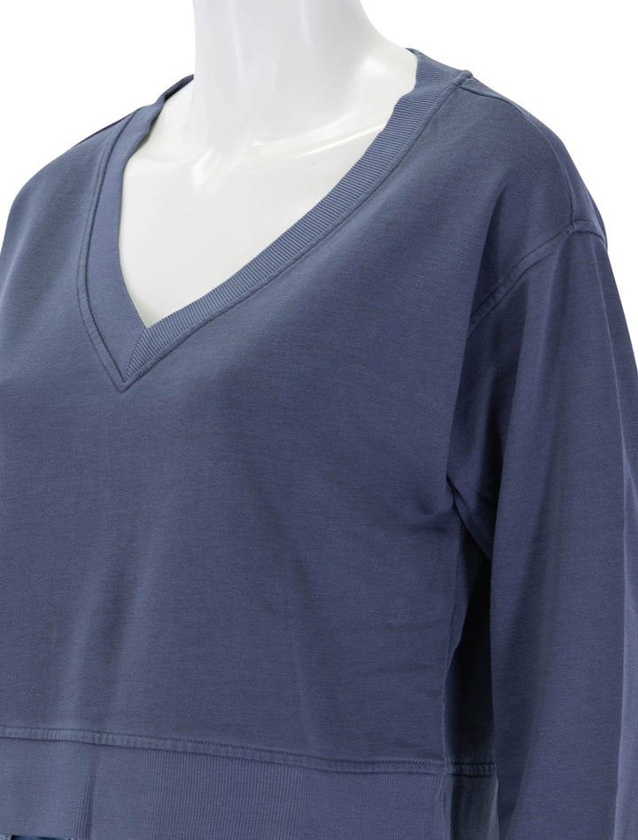 cloud 9 terry v-neck sweatshirt in faded indigo
