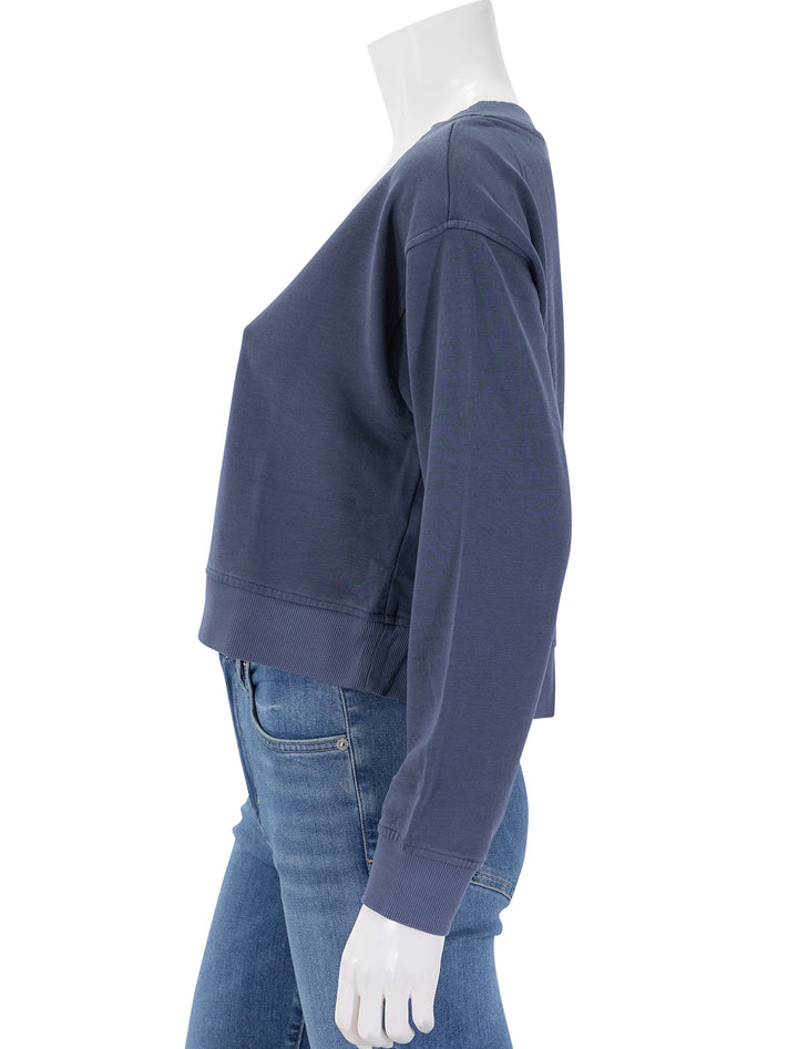 cloud 9 terry v-neck sweatshirt in faded indigo