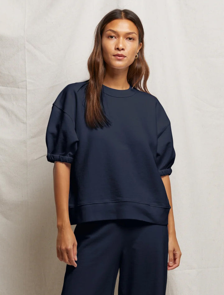 rebecca short sleeve sweatshirt in navy