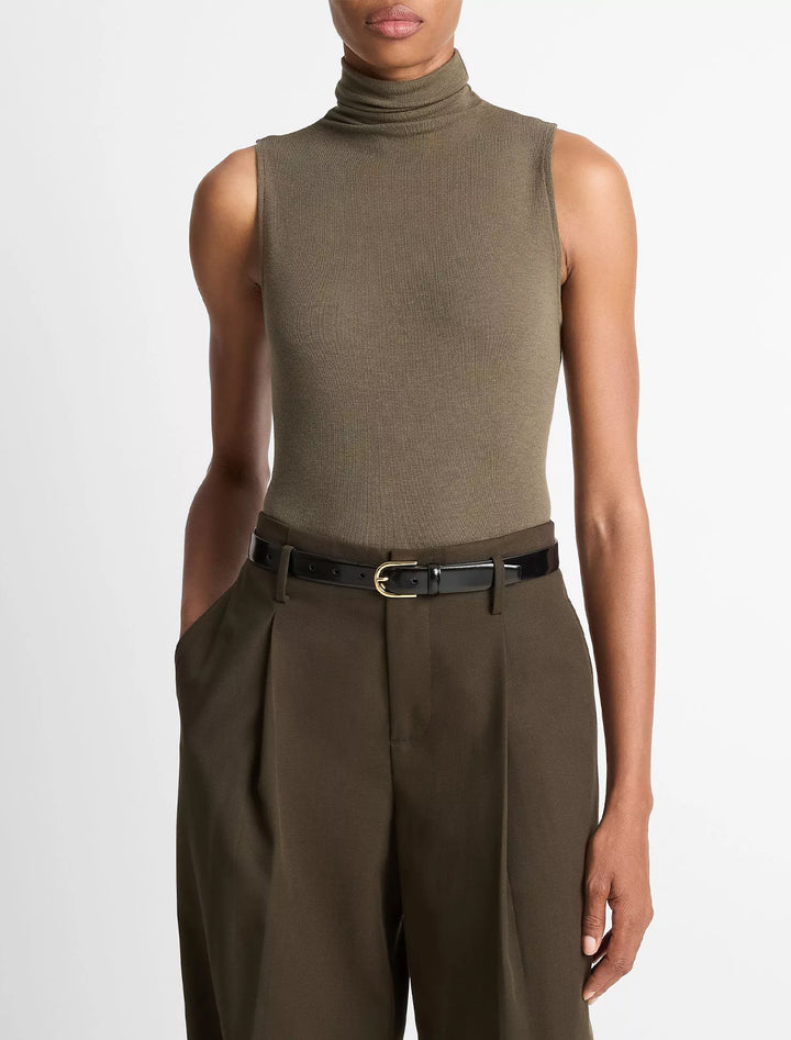 sleeveless turtleneck in cypress
