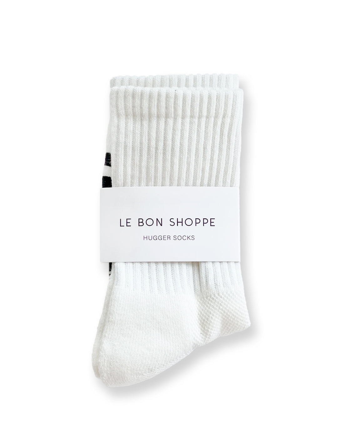 hugger socks in white + black
