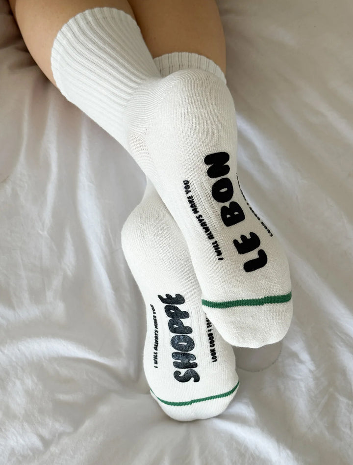 hugger socks in white + black