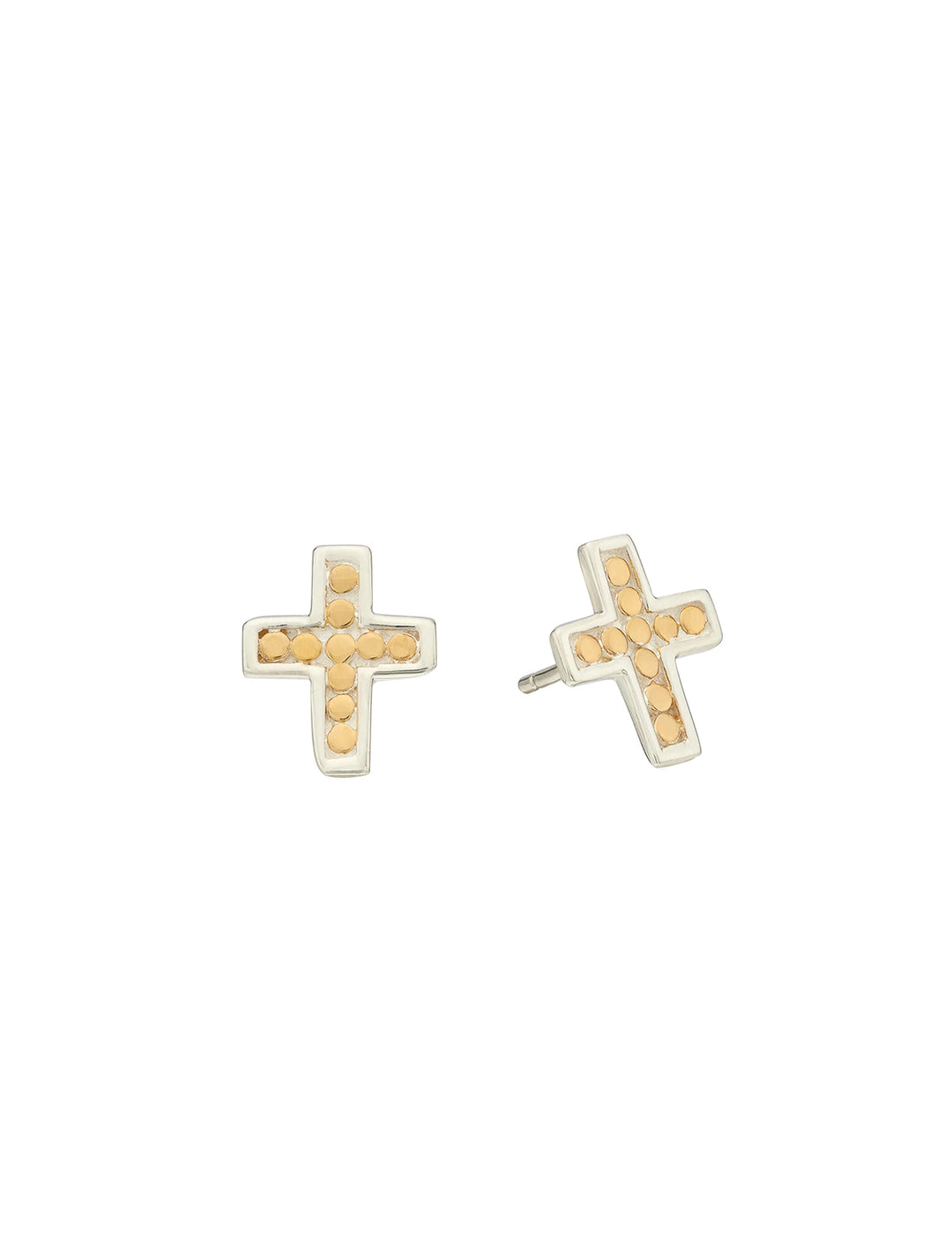 two tone cross stud earrings