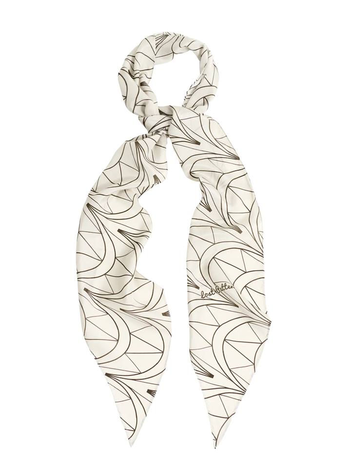 chrysler silk crepe neck scarf in deco ivory