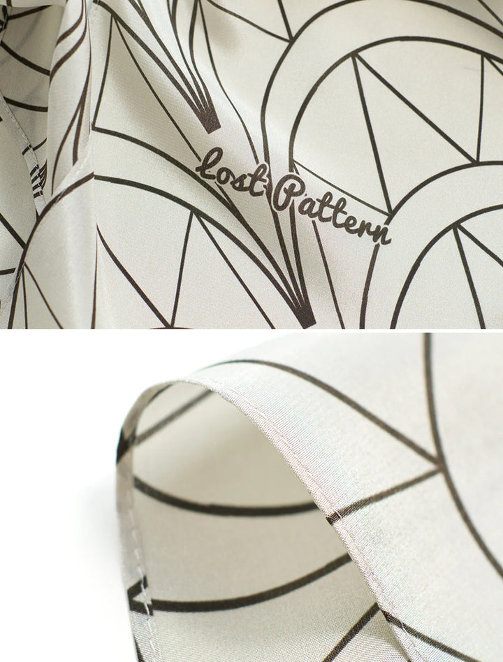 chrysler silk crepe neck scarf in deco ivory