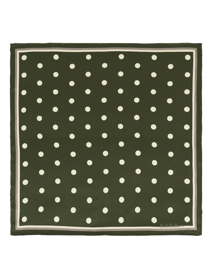 retro polka silk bandana in matcha