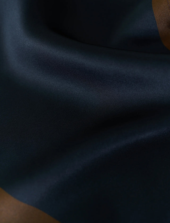 satin silk neck scarf in black