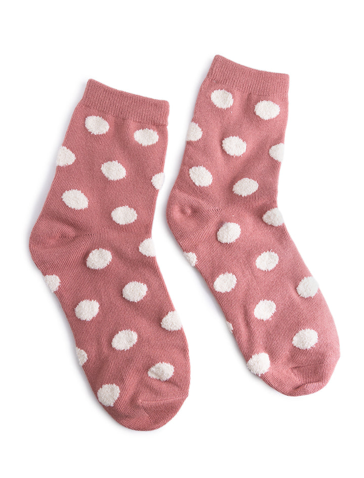 polka dot puffy socks in pink
