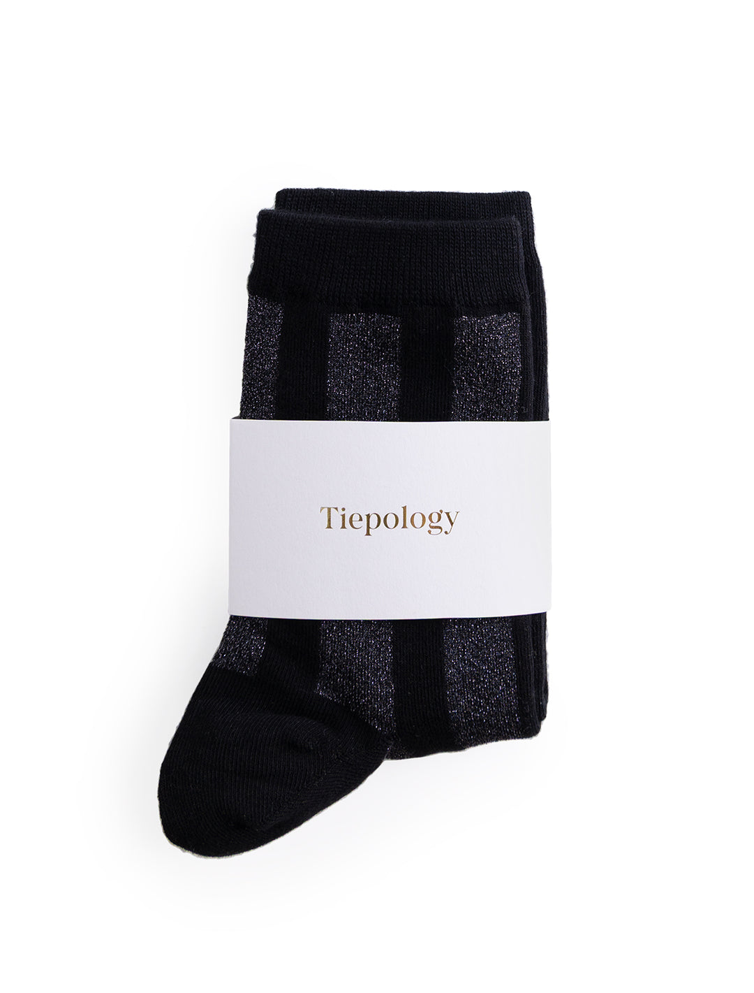 vertical striped sparkle socks in black and charcoal