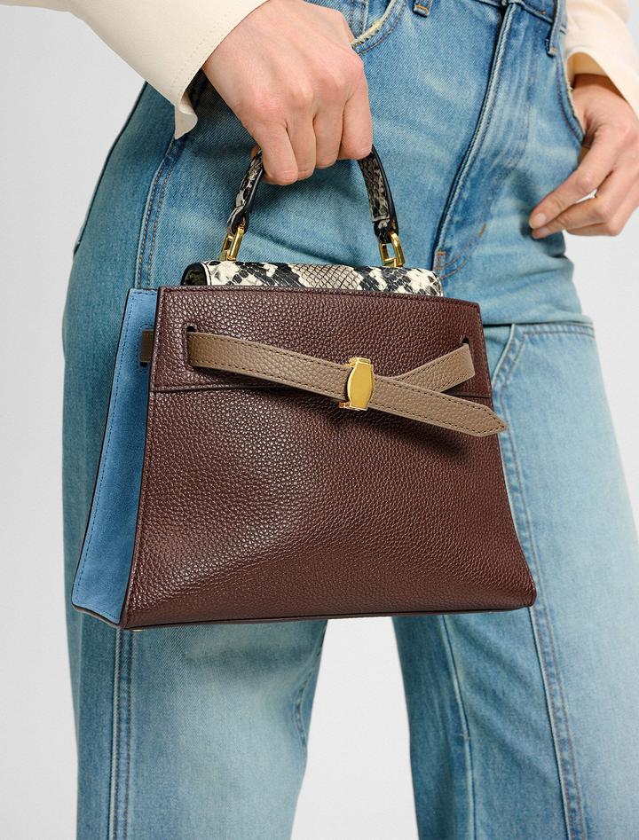 dash top handle bag in dark raisin multi
