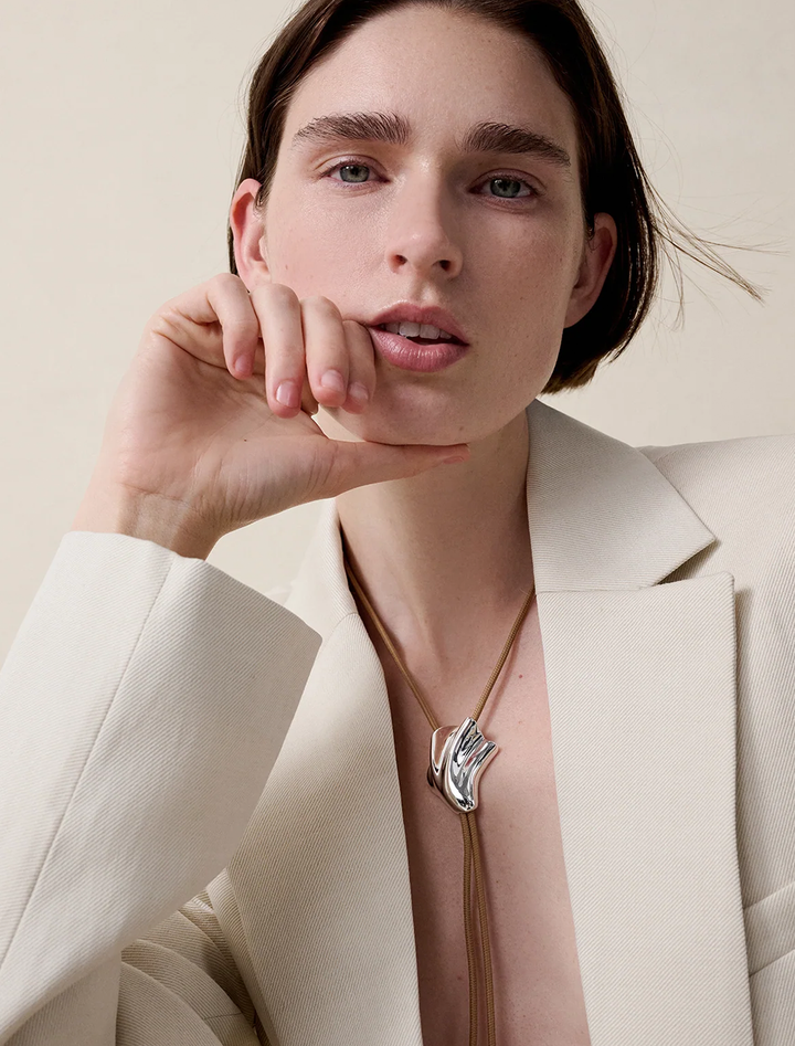 lydia bolo tie necklace in silver