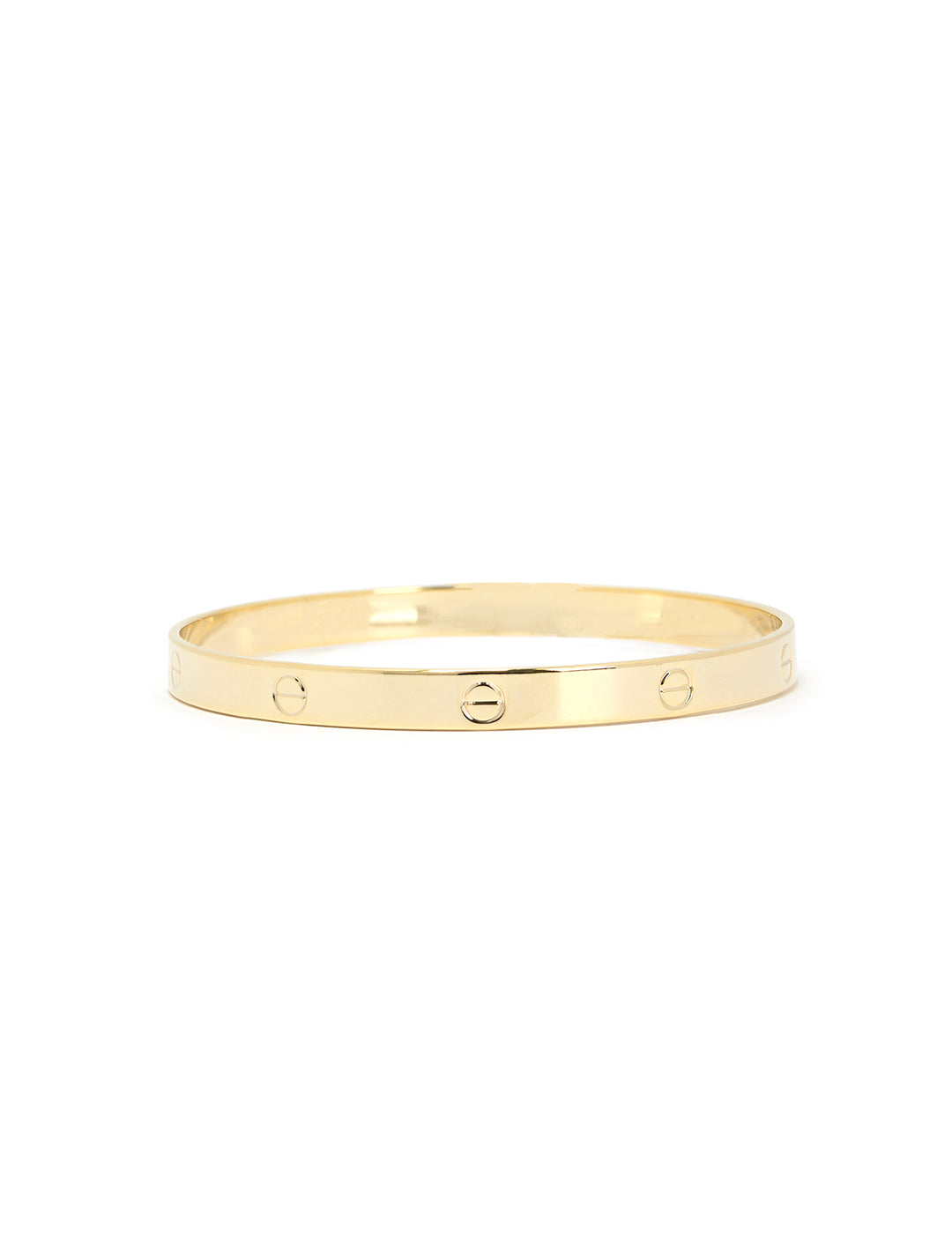 Front view of AV Max gold screw accent bangle