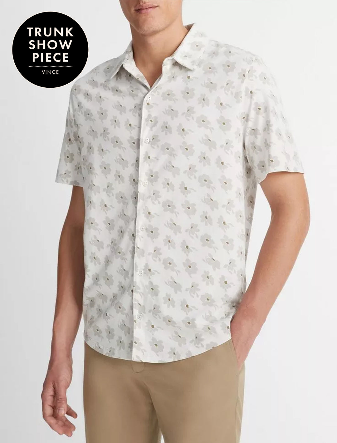 mens abstract daisies s/s button down