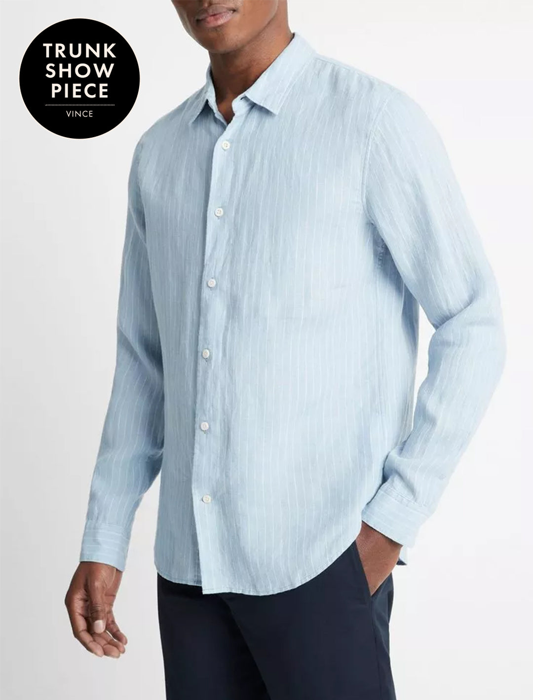 mens bayside stripe l/s shirt in lake blue
